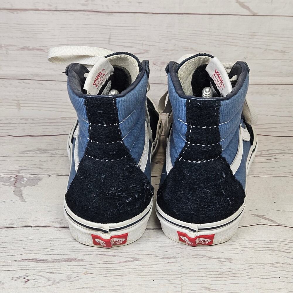 Vans Sk8-Hi High Top Sneakers Men's Blue Black White US 8 Suede Canvas Lace Up - Picture 5 of 8